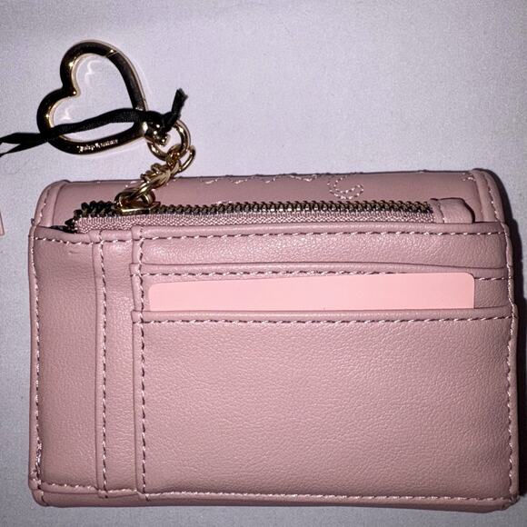 Juicy Couture Dusty Blush Pink League Double Sided Trifold Wallet Card Case NEW - Picture 4 of 10